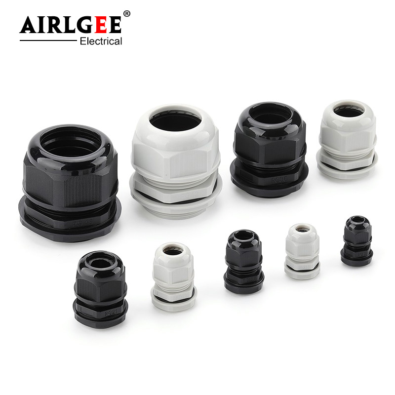 Cable Gland Waterproof - 10Pcs Bianco Nero di Plastica di